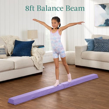 Best Choice Products 10ftx4ftx2in Folding Gym Mat 4-Panel Exercise Gymnastics Aerobics Workout Fitness Floor Mats w/Carrying Handles - color: Purple w/Beam