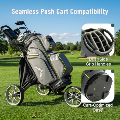 uniHimal Golf Cart Bag, 15 Way Organizer Divider Top with Handles | 15 Separate Compartments,Extra Storage Pockets,Rain Cover,Comfortable carry handles,Tough Abrasion‑Resistant Materials - color: Grey