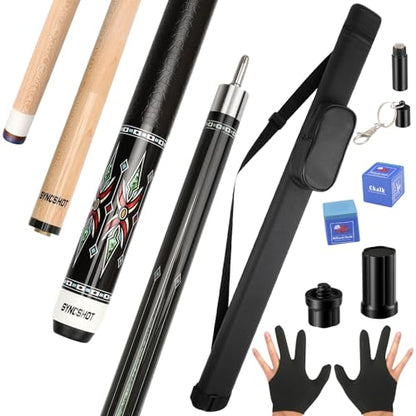 Professional Pool Cue Stick with Hard Case, 58" Canadian Maple Billiard Cue & 12.5mm Multi-Layer Rainbow Tip, Pool Cue Set with 3 Accessories, 19/20/21oz Billiard Stick (Selectable) - size: 20oz, style: Style 2