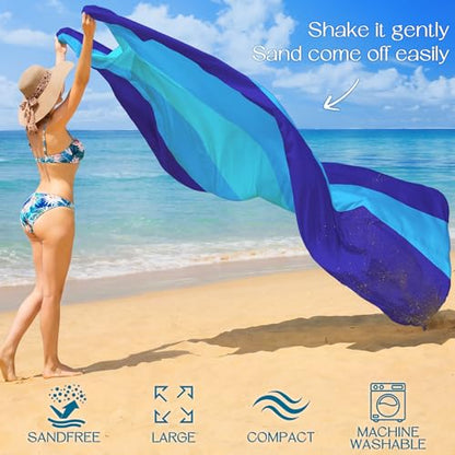BYDOLL Beach Blanket Waterproof Sandproof Large Sand Free,78''X81''/10'X9' Oversized Sandless Lightweight Blanket Picnic Mat for Beach Travel Camping Hiking with Stakes - color: Blue5, size: 78"X81"