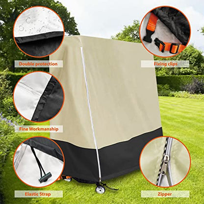Ping Pong Table Cover Waterproof for Folding Table Tennis Tables | Beige & Grey two-tone design with orange straps for a modern premium home and game room appearance