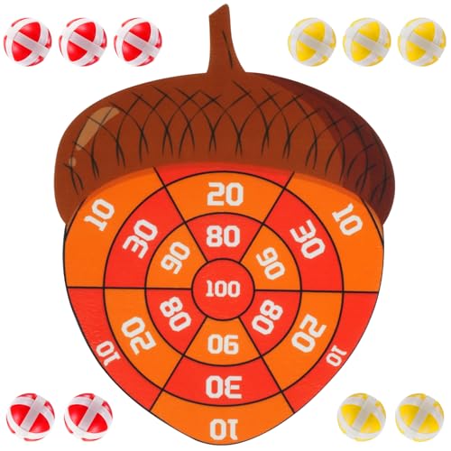 Thanksgiving Acorn Dart Board - Fall Crafts for Kids,Halloween & Thanksgiving Decorations with 10 Balls,Autumn Party Wall Decor for Family Game Night (21.3x16.5 Inch)