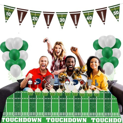 2 Pack Football Table Cloths Soccer ball Table Covers Foot Ball Field Plastic Tablecloths Rugby Plastic Table Covers Sports Table Cloths BBQ Picnic Party Table Cloth Green Table Cover 54 x 108 In - color: Football