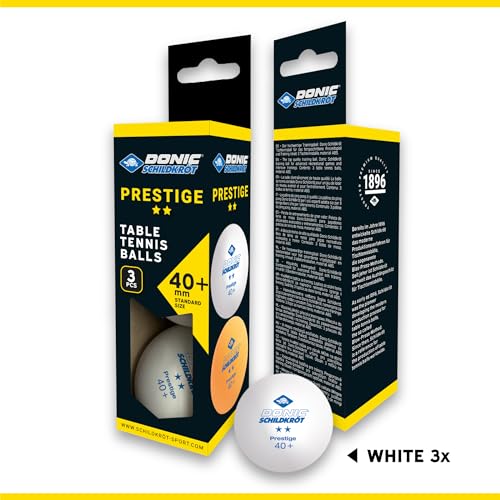 Donic-Schildkröt 2-Star Prestige Table Tennis Ball, Poly 40+ Quality, 3 Pieces in a Box, White