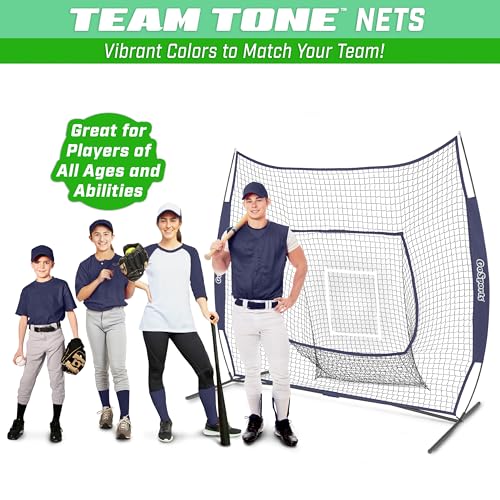 GoSports 7 x 7 ft Baseball & Softball Nets - Available in Team Colors - Batting & Pitching Net with Strike Zone - color: Navy
