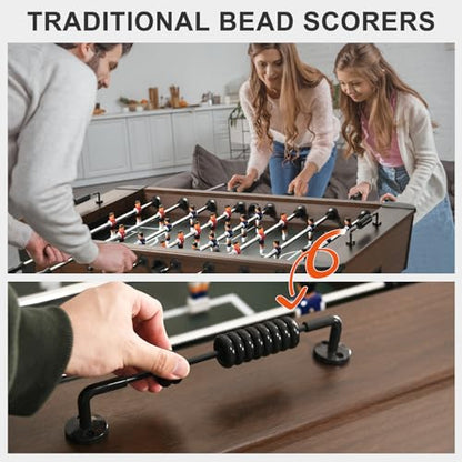 RAYKEEP 58" Foosball Table, Competition Soccer Table Game w/ 2 Balls for Adult Youth, Heavy-Duty Arcade Table Soccer for Home, Game Room - color: WoodGrain