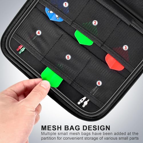 casmilee Dart Cases Hold 6 Soft Tip and Steel Darts Set, Dart Holder Bag Storage Organizer with 6 Built-in Pockets Hold Flights, Tips and Shafts Accessories (Box Only)