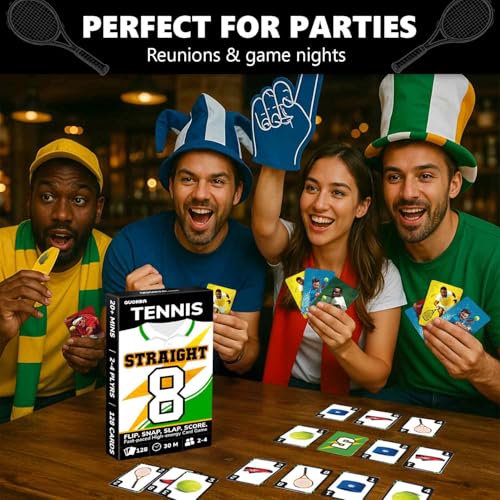 Quokka Tennis Fast-Paced Card Game for Kids & Adults – 128 Cards & Easy Rules – Quick & Fun Matching Game – 2-4 Players – Ages 8+ – Perfect for Family Games Night, Travel and Parties - color: Tennis