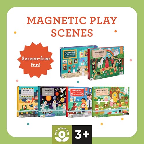Petit Collage: Animal Friends Magnetic Game Board with Mix & Match, Ideal for Ages 3+, Includes Mag Play Scene Treehouse Party, 74 Count - color: Mag Play Scene Treehouse Party
