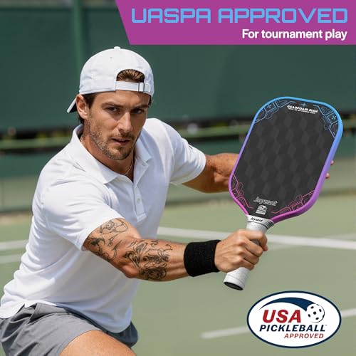 3D-T700-18K Carbon Fiber Pickleball Paddle with 14mm Foam Core, USAPA Approved Premium Pickle Ball Racket Set with Enhanced Spin, Balance Control & Power, Gearfoam Max - color: Blue-Pink