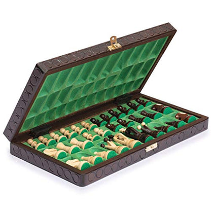 Husaria European International Chess Wooden Game Set, King's Classic - 13.8 Inches Medium Size Chess Set with Handcrafted Chessmen and Felted Folding Board - size: 13.8 Inch Classic