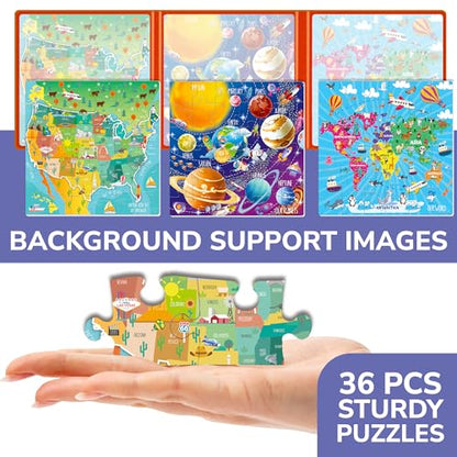 QUOKKA Magnetic Puzzles for Kids Ages 4-6 – 36 Pieces Sudoku Toddler Puzzles Ages 2-4 – Travel Games for Kids 3-5 – Map USA Space World Toddler Travel Toys – Car Airplane Road Trip Games for Childrens - style: 3. MAPS 36 PCS
