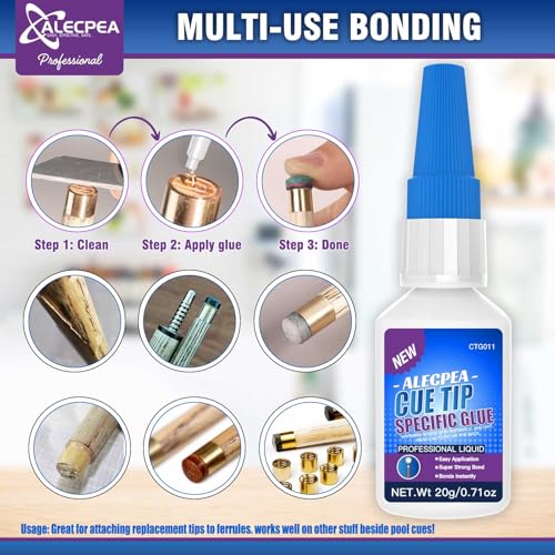 ALECPEA Quick Dry Pool Cue Tip Glue, 20g Glue for Billiard Cue Tip Repair & Maintenance - size: 20g/1Pack, style: Pool Cue Tip Glue