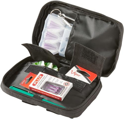 Casemaster Pioneer Dart Wallet with Nomad Dart Case Holder, Holds 3 Steel Tip or Soft Tip Darts, Accessory Pockets, Black