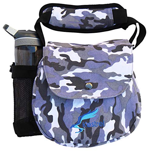 Kestrel Black Disc Golf Bag - Fits 6-10 Golf Discs + Bottle - For Beginner & Advanced Golfers - Extremely Durable Canvas - Frisbee Golf Bag - Small Sling/Shoulder Disc Golf Bag For Men & Women - color: Gray Camo