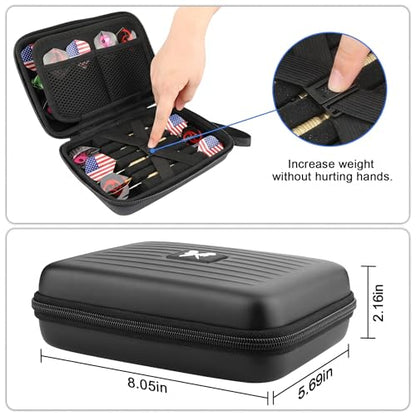 Dart Case for Steel & Soft Tip Darts, Dart Carrying Case Holds 12 Darts and Extra Accessories Flights Shafts Tips
