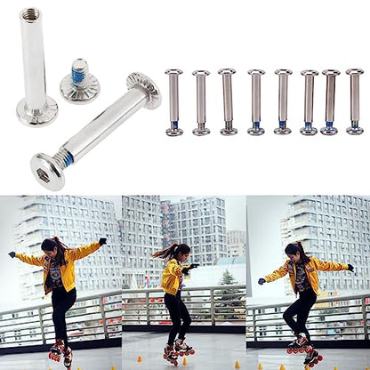 10 Pack Inline Skates Wheel Mounting Screws and Bolts Set Roller Skating Brake Mount Screw Bolt Kit for Roller Blade Wheels Replacement Adjustable Inline Skate Roller Hockey Wheels Repair