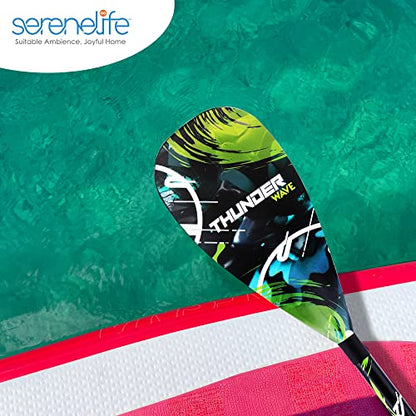 SereneLife Adjustable SUP Paddle | Carbon Fiber Paddle Board Paddle with Teardrop Blade and Oval Lever-Lock Clamp | Lightweight, Easy-to-Addemble 3-Piece Design | Saltwater Ready | Carry Bag Included