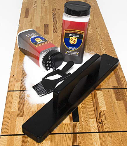 Shuffleboard Sand with Shuffleboard Brush - Shuffleboard Wax Set for Shuffleboard Table + Shuffleboard Brush + Mini Dustpan and Brush - color: 2 Cans High Speed + Short Brush