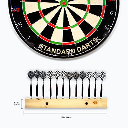 DIMBOI Wood Dart Holder Wall Mount Displays 4 Sets for A Total of 12 Steel/Soft Tip Darts,with Darts Throw Line Marker