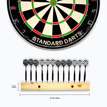 DIMBOI Wood Dart Holder Wall Mount Displays 4 Sets for A Total of 12 Steel/Soft Tip Darts,with Darts Throw Line Marker