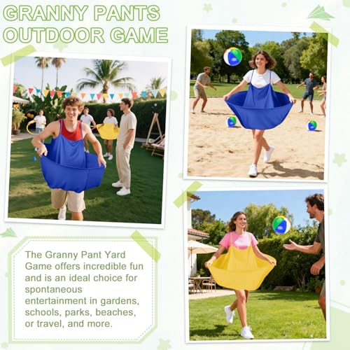 Granny Pants Yard Game Granny Pants Game with Strap Giant Yard Pant Toss Game Outdoor Party Game Granny Pants Outdoor Game with Bouncy Balls and Pump for Family Reunion Day Backyard Gatherings - color: Blue Gold
