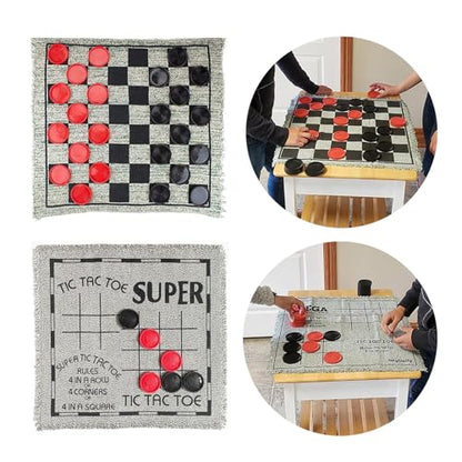 Home Jumbos Checkers Giant Checkers Set Game Rug Board Game with Reversible Game Mat for Indoor Outdoor Family