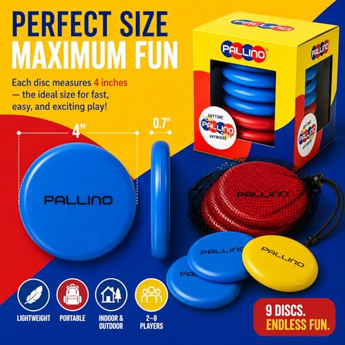 Pallino Bocce-Inspired Premium Outdoor Flying Disc Game for Teens Adults - Portable Yard, Beach, and Tailgate Set Interactive Fun for 2-8 Players, 9 Discs and Travel Bag