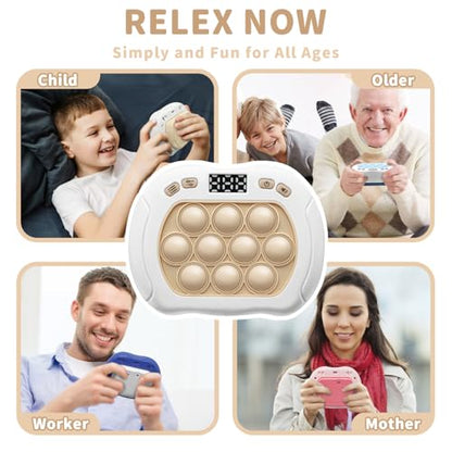 Intoypad Pop Game Light Up Fidget Toy for Kids, 6 Modes LED Screen Quick Push Game Controller Electric Fidget Popper Car Games Quick Push Bubble Games Birthday Toys for Kids White - style: White