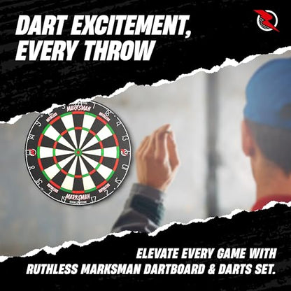Ruthless | Marksman Dart Board | Professional Level Ultra Thin Wire Sisal Dartboard for Steel Tip Darts (DB072)