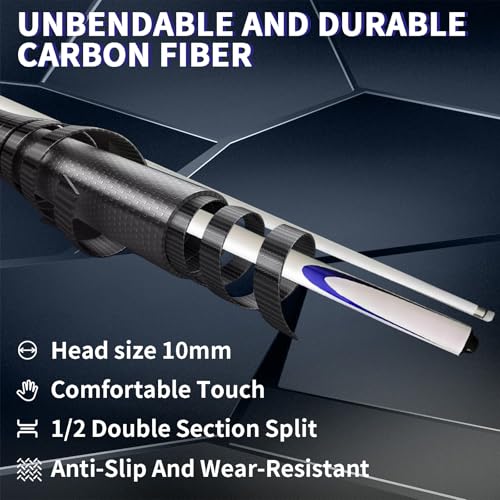 Carbon Fiber Pool Cue Stick 9.5mm Low Deflection Billiard Cue Stick Professional Snooker Cue for Home Bars Pool Halls, White1 - color: White1
