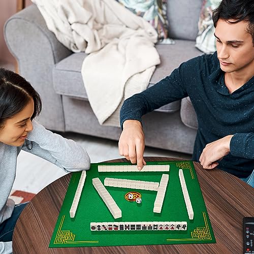 Homoyoyo Chinese Portable Mini Mahjong Tile Set Mini Mahjong Set 146 Tiles - Portable Travel Game with Case, 0.8 Inch Heavy Melamine for Camping Party Family Gathering, Traditional Chinese Version