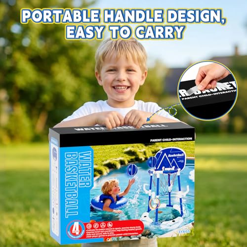 Pool Basketball Hoop for Kids Ages 4-8 & 8-12, 2-in-1 Floating Game Set with Backboard, Water-Fillable Base, 4 Balls, Pump & 12 Rings, Pool Games Backyard Swimming Pool Toys for Family Fun (Blue) - color: Green
