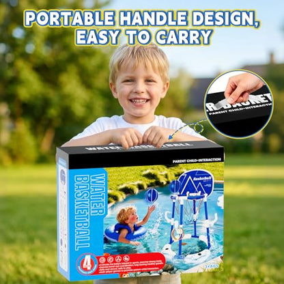 Pool Basketball Hoop for Kids Ages 4-8 & 8-12, 2-in-1 Floating Game Set with Backboard, Water-Fillable Base, 4 Balls, Pump & 12 Rings, Pool Games Backyard Swimming Pool Toys for Family Fun (Blue) - color: Green