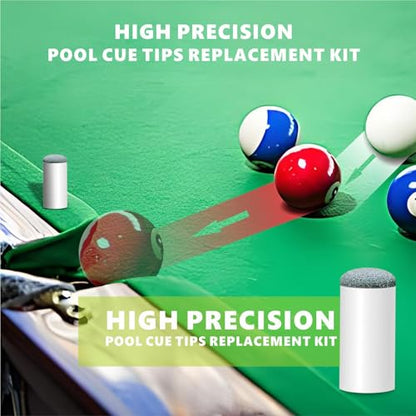 40pcs Slip On Pool Cue Tips，Premium Replacement Pool Cue Tips ，2 Sizes Pool Stick Tips No Glue or Tool Required Billiard Cue Tips Replacement 10mm, 13mm Billiard Stick Tips for Snooker and Pool Cues