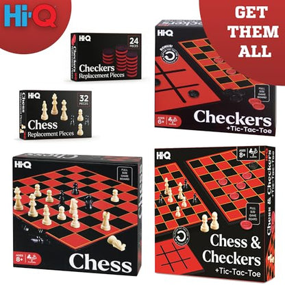 3-in-1 Chess, Checkers & Tic-Tac-Toe Game Set – Double-Sided Folding Board – Staunton Style Pieces & Interlocking Checkers – Classic Strategy Family Board Game for Kids & Adults - style: 3-in-1 Chess Checkers Tic-Tac-Toe Set