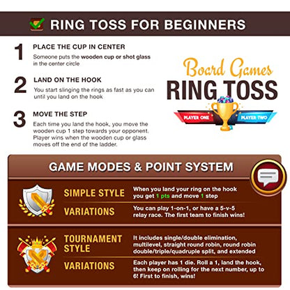 Ring Toss Games for Adults, Ring Toss, Hook and Ring Game, Ring Hook Game, Indoor Outdoor Games, Handmade Wooden Hooks Ring Toss for Bars, Home Party Large Size
