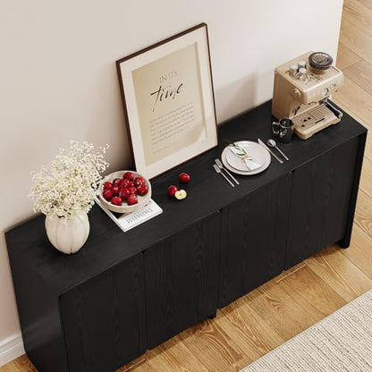 ONBRILL 63" Sideboard Buffet Cabinet with Storage, Buffet Sideboard Cabinet with 4 Doors & Adjustable Shelves, Modern Coffee Bar Console Table for Living Room, Kitchen, Entryway (Black) - color: Black