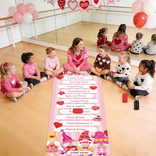 gisgfim Can Rolling Game Props Party Games Roll The Can Challenge Raffle Set for Adults Family Classroom Gatherings Birthday Party Supplies Activities Gifts Indoor Outdoor Holiday Prizes(Valentine) - style: Valentine