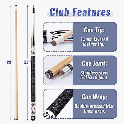 13mm 58 Inch 19 20 oz Billiard Pool Cue Stick, 1/2 Maple Billiard Pool Stick, House Bar Pool Table Sticks for Men - color: 2 x White 19 oz