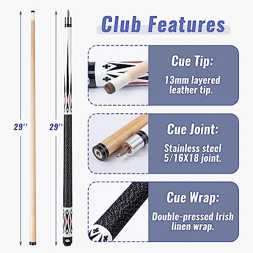 13mm 58 Inch 19 20 oz Billiard Pool Cue Stick, 1/2 Maple Billiard Pool Stick, House Bar Pool Table Sticks for Men - color: White 19 oz