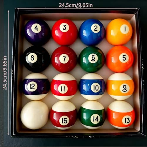 Billiard Balls Set 2-1/4 Inch Regulation Size, 16-Piece Premium Resin Pool Balls for Professional & Home Pool Table Replacement, Tournament Standard Billiard Balls(16 Resin Balls) New Grade A Crystal - style: Large characters-White circle