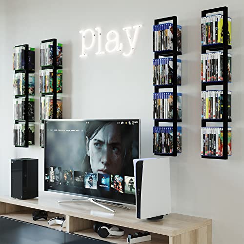 You Have Space Black Floating Shelves for Wall, 34 Inch Video Games, CD, DVD Storage Shelves, Metal Cube Storage Shelf Set of 4