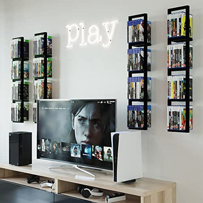 You Have Space Black Floating Shelves for Wall, 34 Inch Video Games, CD, DVD Storage Shelves, Metal Cube Storage Shelf Set of 4