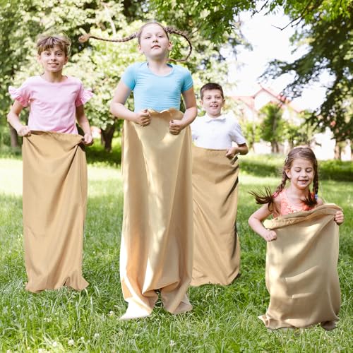 UNIFAMILY 6 Pack Potato Sack Race Bags, Sack Race Bags for Outdoor Sports Games, Outdoor Lawn Games for Adults and Kids, Carnival Easter Party Birthday