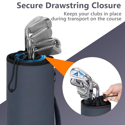 AKOZLIN Lightweight Golf Sunday Bag Golf Travel Carry Bag 3-6 Clubs Foldable Small Golf Bag with Shoulder Strap Black - color: Blue