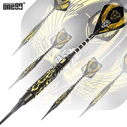 ONE80 Soft Tip Darts Set, 16grams, 12 Pack Steel/Brass Barrel, with Extra Flights, Aluminum Shafts, Flight Protectors and Tool Kit … - style: Brass Barrel