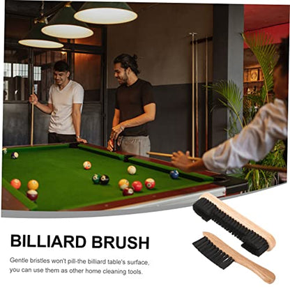 BESPORTBLE 2pcs Billiards Pool Table Clean Brush Set Wooden Billiard Table Cleaning Tool with Bristles for Dust and Dirt Removal for Bed and Rail Maintenance