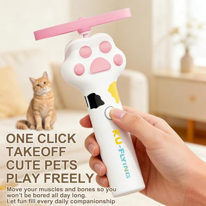 Cat & Small Dog Disc Launcher Toy, Rechargeable Flying Spinner Fetch Interactive Pet Toy with LED Lights, Adjustable Launch Control for Indoor Outdoor Play (White) - color: Fly-White
