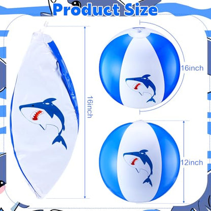 3 Pcs 12 Inch Inflatable Shark Beach Balls for Kids Shark Birthday Party Favor Decorations Pool Toy PVC Beach Ball - style: Shark